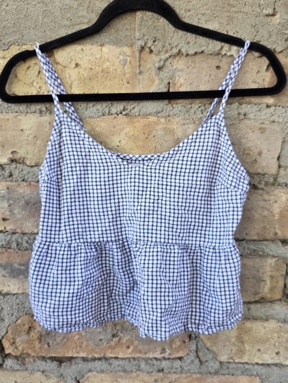 Abercrombie & Fitch Gingham Peplum Babydoll Cami Top - Small